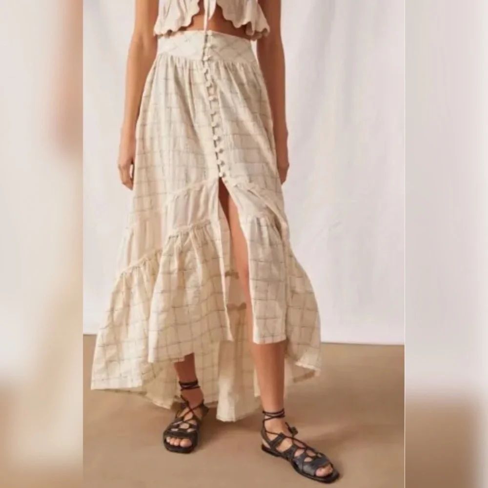 Anthropologie Raissa A-line Button Front Midi Skirt Size M